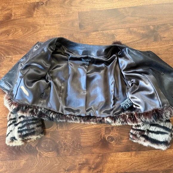 Bebe Animal Print  Fur cropped jacket - Picture 6 of 7